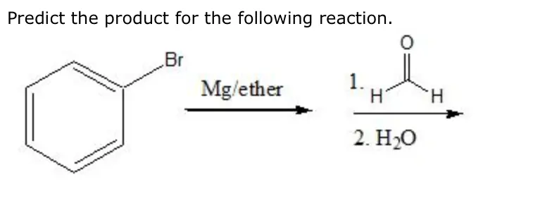Predict the product for the following reaction sequence. 1. CH3CH MgBr 2. H2O