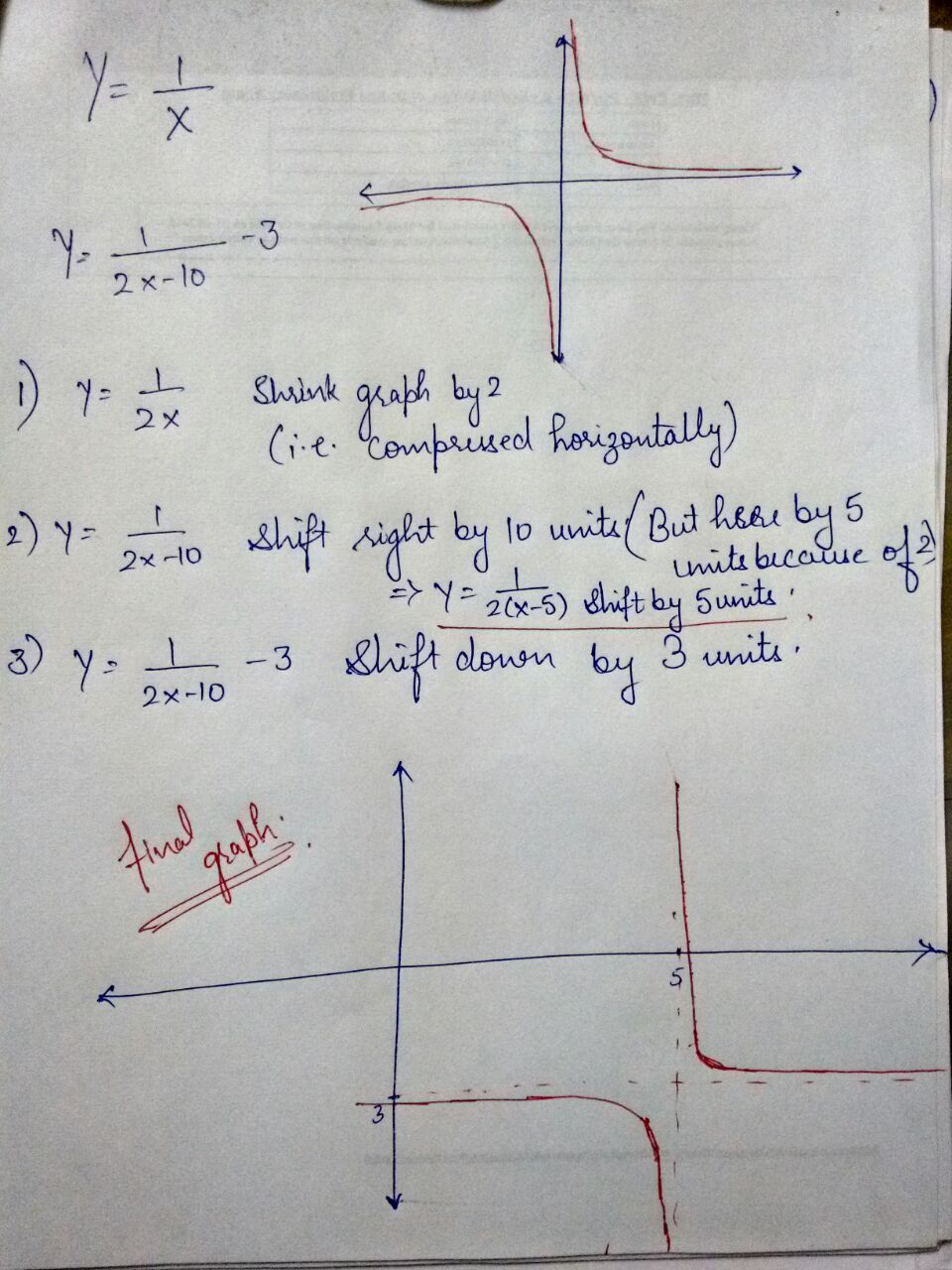 Describe The Graph Of Y 1 2x 10 3 Compared To The Graph Of Y 1 X Answerprime Com