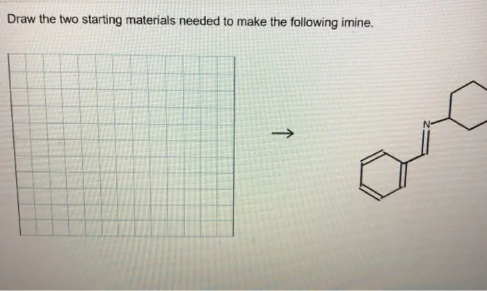 Draw the two starting materials needed to make the following imine.