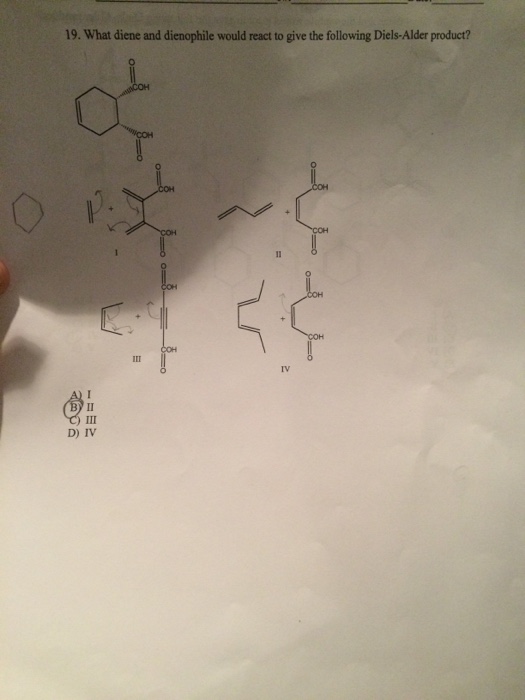 What diene and dienophile would react to give the following Diels- Alder product?