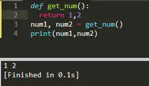 What does the following statement mean?
num1, num2 = get_num()
a. The function get_num() is expected to return a value each for
num1 and num2.
b. The function get_num() is expected to return a value and assign
it to num1 and num2.
c. Statement will cause a syntax error.
d. Statement will cause a run-time error.
Explain all the choices. Why true and why false? Why is the
answer not c? It gives me an error when I try the code in the c
option.