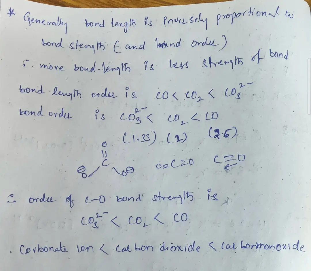 Arrange the following in order of increasing bond strength of
the carbon oxygen bond:
Carbon monoxide < carbonate ion < carbon dioxide
carbonate ion < carbon dioxide < carbon monoxide
Carbon dioxide < carbon monoxide < carbonate ion
Carbon monoxide < carbon dioxide < carbonate ion 
Carbon dioxide < carbonate ion < carbon monoxide
Carbonate ion < carbon monoxide < carbon dioxide
Carbonate ion < carbon monoxide < carbon dioxide